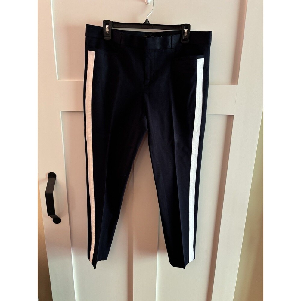 Banana Republic Sloan Navy Side Stripe Ankle Trousers Size 14L Slim Fit